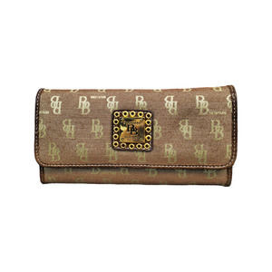 Brentano‎ Trifold Wallet Womens Brown Leather Credit Card Holder Signature Logo